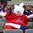 PRAGUE, CZECH REPUBLIC - MAY 2: Tournament mascot Bob having some fun with the fans duinr France vs Germany preliminary round action at the 2015 IIHF Ice Hockey World Championship. (Photo by Andre Ringuette/HHOF-IIHF Images)

